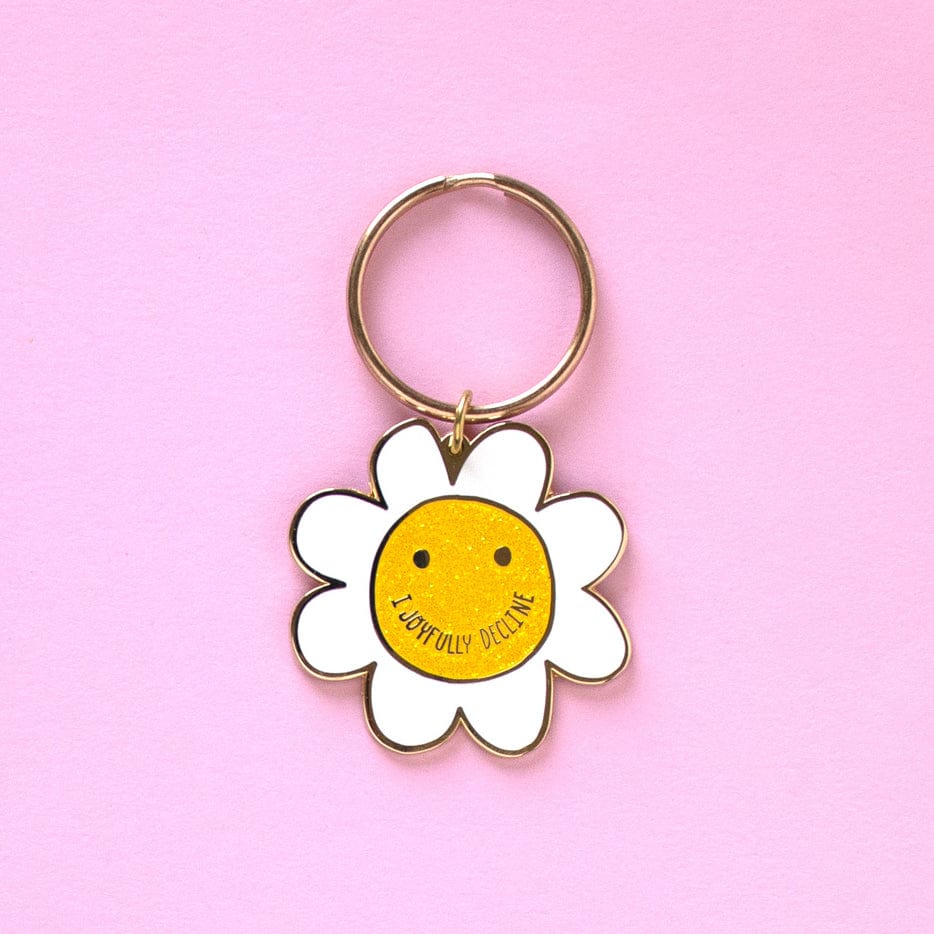 Smiley Face Daisy Keychain